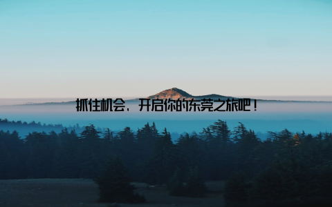 抓住机会, 开启你的东莞之旅吧!